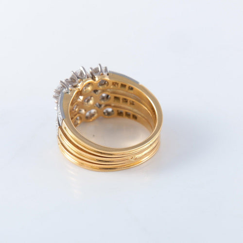 Bague 53 Bague trois rangs or jaune diamants 58 Facettes