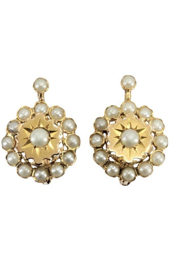 Boucles d'oreilles DORMEUSES NAPOLÉON III PERLES FINES 58 Facettes 044371