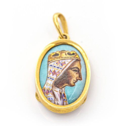 Pendentif Médaille Montserrat en or jaune et émail 58 Facettes D359723LF