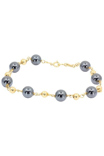 Bracelet BRACELET HEMATITE ET BOULES D'OR 58 Facettes 041351