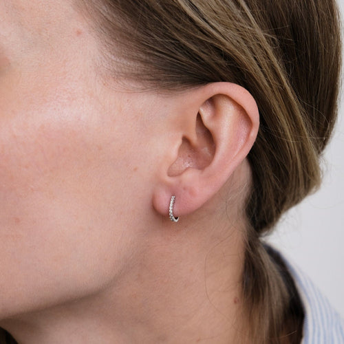 Boucles d'oreilles Créole en Or blanc & diamants 58 Facettes