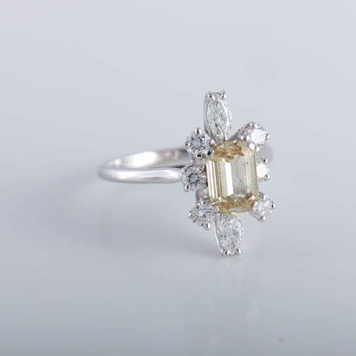 Bague 55 Solitaire diamant couleur naturelle 58 Facettes