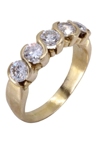 Bague 52 DEMI-ALLIANCE 5 DIAMANTS 58 Facettes 078111