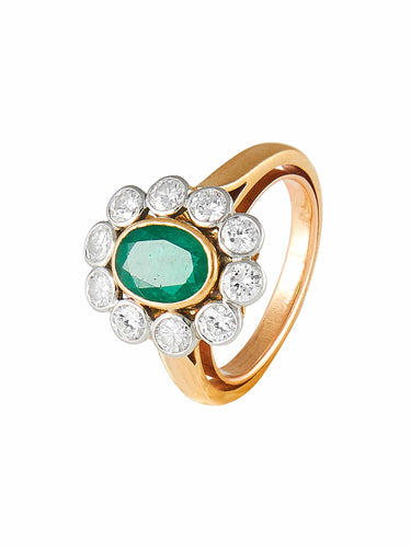 Bague Bague Marguerite Emeraude et diamants 58 Facettes HS21115