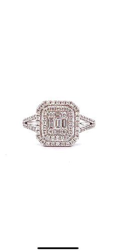 Bague 55 Bague Princesse or blanc diamants 58 Facettes
