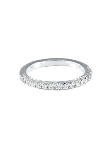 Bague 52 Demi-alliance Or blanc Diamants 58 Facettes