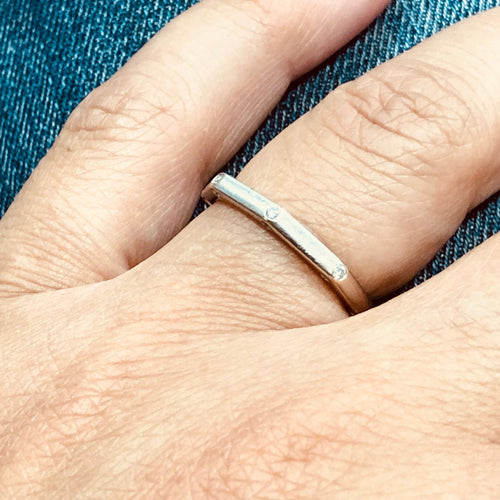 Bague 54.5 Bague hexagonale en Or blanc & diamants 58 Facettes