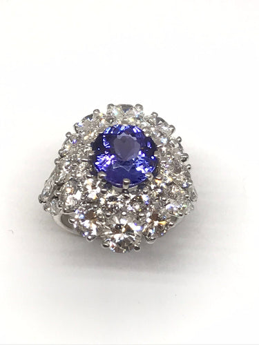 Bague Bague Or blanc Diamants Tanzanite 58 Facettes