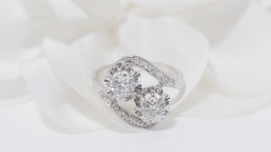 Bague Bague Toi & Moi en platine et diamants 58 Facettes 31762