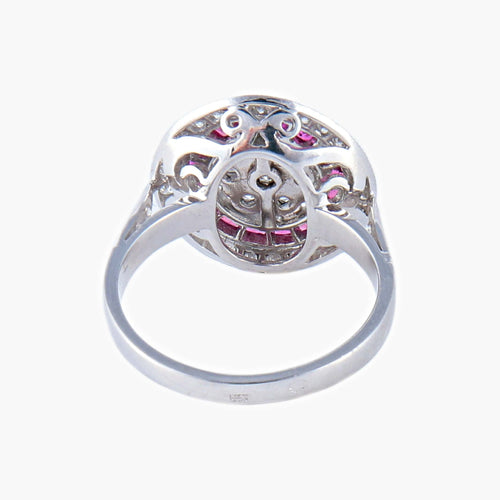 Bague 57 Bague style Art Déco Diamants et Rubis 58 Facettes