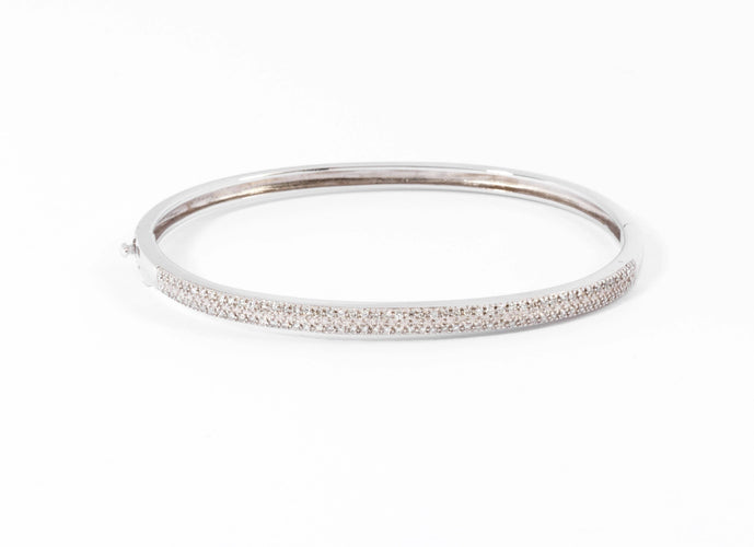 Bracelet Bracelet or gris rigide ouvrant en diamant 58 Facettes