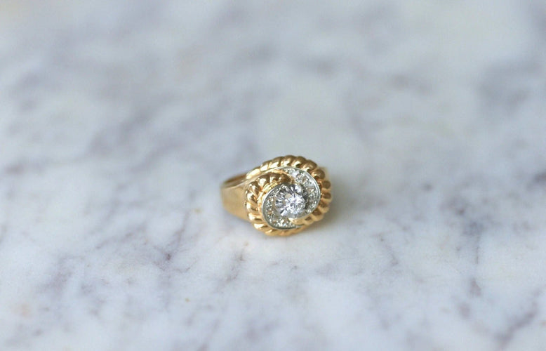 Bague Bague tourbillon vintage or rose et diamants 58 Facettes