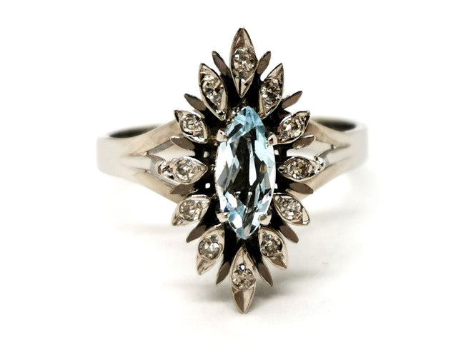 Bague 51 Bague Or blanc Aigue marine 58 Facettes 1752576CN