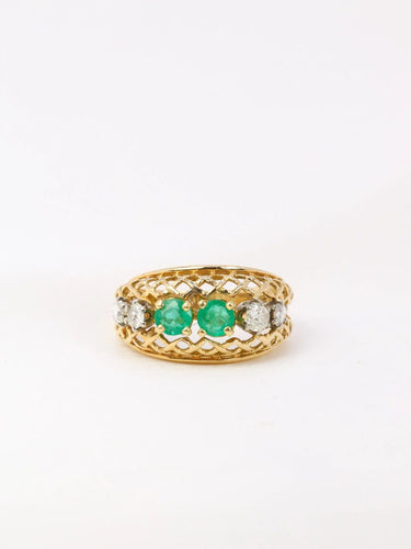 Bague Bague jarretière vintage émeraudes et diamants 58 Facettes J33