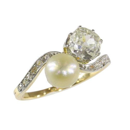 Bague 52 Amour historique : une bague Toi et Moi de 1900 58 Facettes 24029-0360