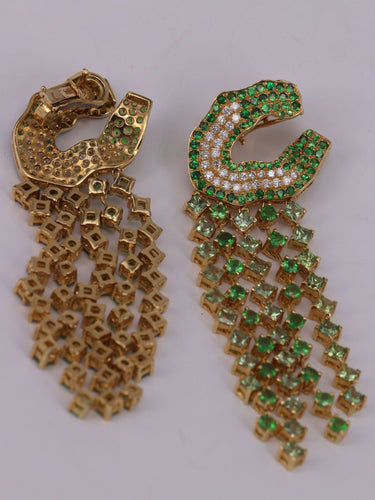 Boucles d'oreilles Boucles d'oreilles saphirs verts tsavorites diamants 58 Facettes 2983