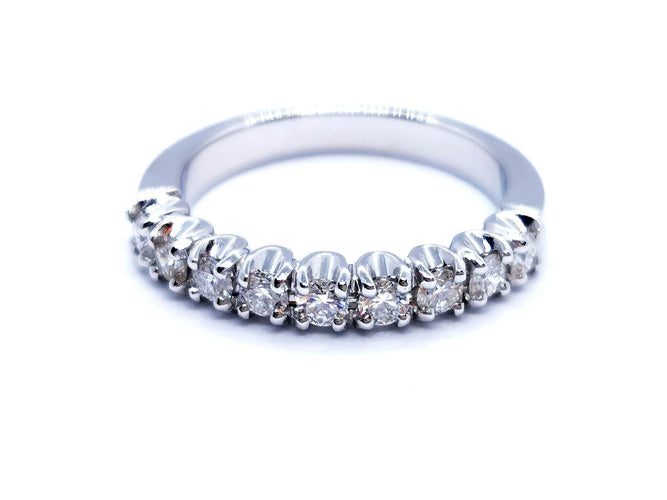 Bague 53 Bague Demie alliance Or blanc Diamant 58 Facettes 578775RV