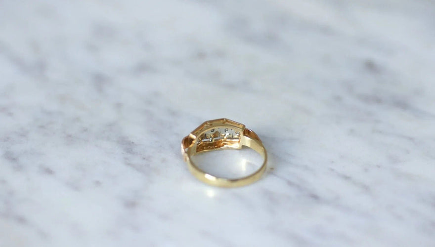 Bague Bague bandeau Art-Déco 3 Ors Diamants 58 Facettes