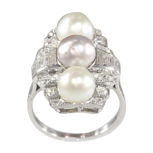 Bague 58 Bague de fiançailles diamant et perle 58 Facettes 22297-0116