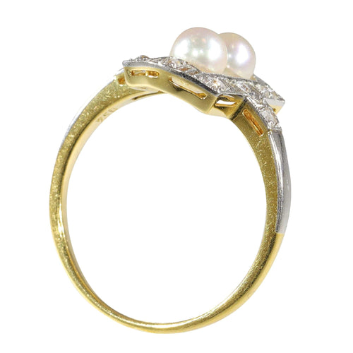 Bague 52 Bague de fiançailles diamant perle Art Déco 58 Facettes 23271-0580