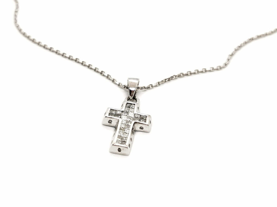 Collier Collier Croix Or blanc Diamant 58 Facettes 1696406CN