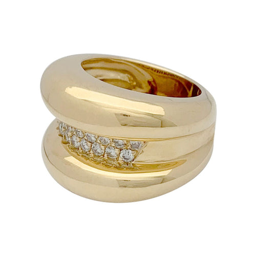 Bague 55 Bague godron or jaune, diamants. 58 Facettes 32102