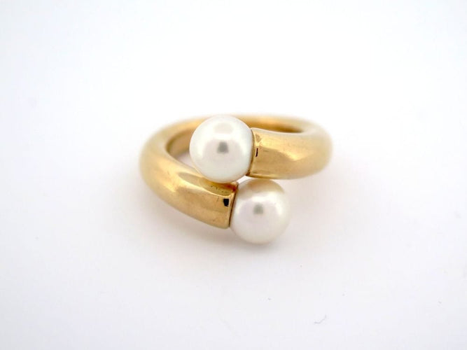Bague 50 bague CARTIER toi et moi perles & or jaune 18k 58 Facettes 255294
