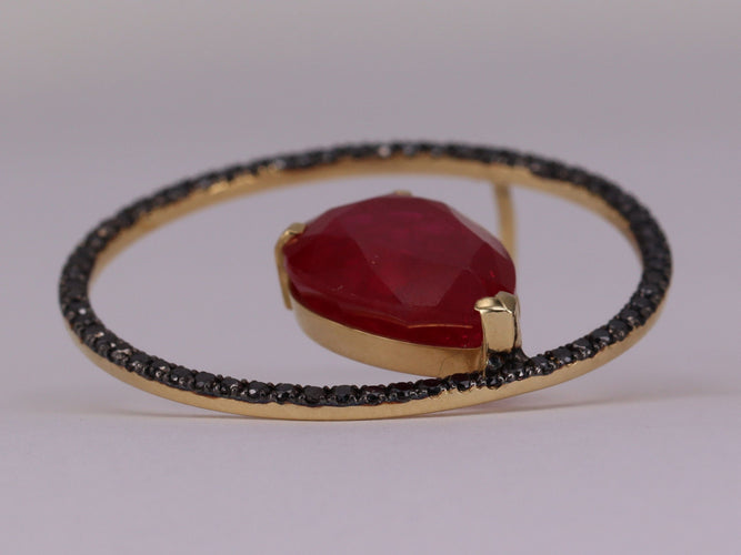 Boucles d'oreilles Boucles d'oreilles diamants noirs et rubis 58 Facettes ME113