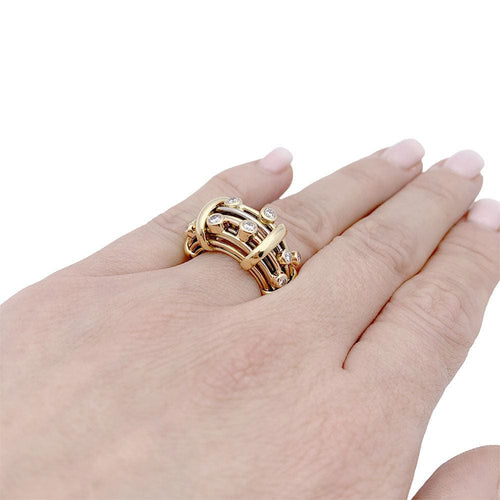 Bague 51 Bague vintage Poiray trois ors et diamants. 58 Facettes 33307