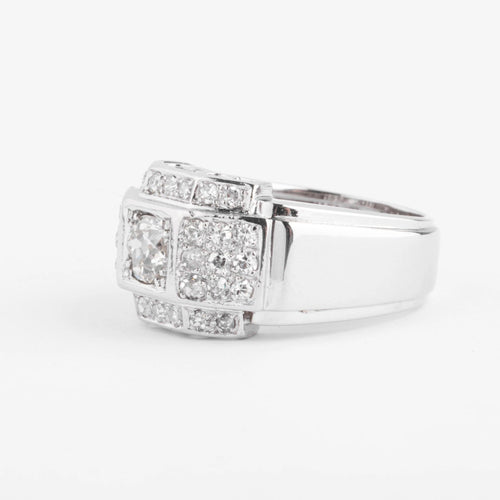 Bague Bague en platine et diamants à gradins 58 Facettes 1