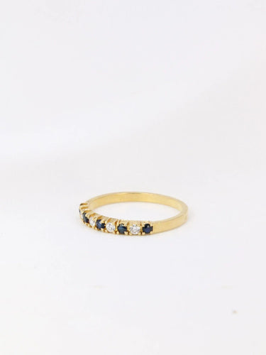 Bague 53 Demi-Alliance américaine diamants et saphirs 58 Facettes J107