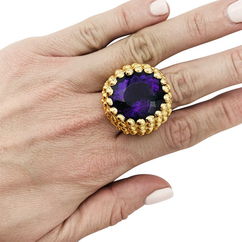 Bague 53 Bague Garnazelle or jaune, améthyste. 58 Facettes 30927