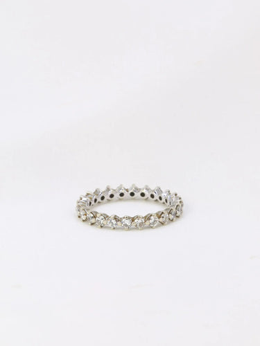 Bague Alliance américaine en or blanc et diamants 1 ct 58 Facettes J70