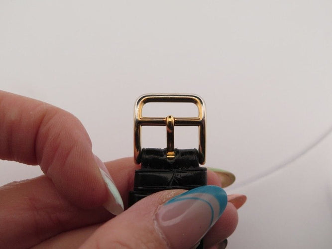 Montre vintage montre HERMES medor 23 mm plaque or et cuir croco quartz 58 Facettes 254544