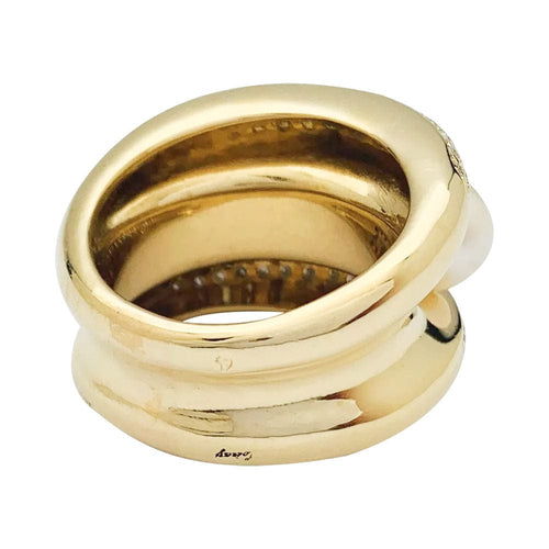 Bague 56 Bague Poiray, "Fidji", or jaune, perle et diamants. 58 Facettes 31912