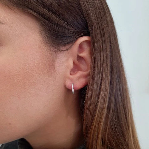 Boucles d'oreilles Boucles d'oreilles créoles diamants or blanc 58 Facettes