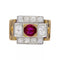 Bague 53 Bague Tank en or jaune, platine, rubis et diamants. 58 Facettes 33120