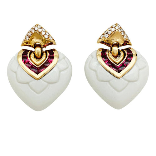 Boucles d'oreilles Boucles d'oreilles Bulgari "Chandra" en porcelaine, tourmalines et diamants. 58 Facettes 30913
