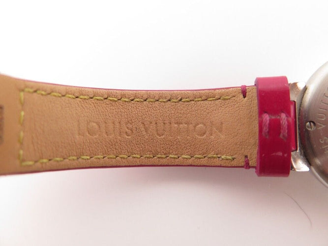 Montre montre LOUIS VUITTON tambour q12mc en acier 28 mm quartz lady 58 Facettes 254178