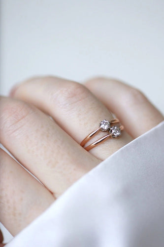 Bague Bague double anneau or rose diamants 58 Facettes