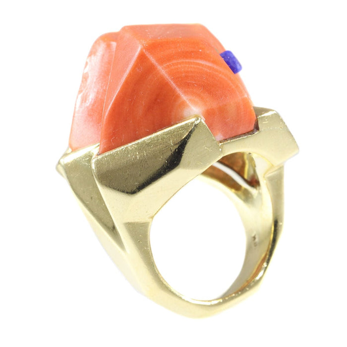 Bracelet 50 Bracelet/bague en or avec corail et lapis-lazuli 58 Facettes 20321-0001