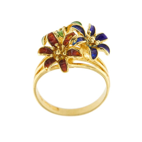 Bague 49 Bague fleurs émaillées 58 Facettes 32423