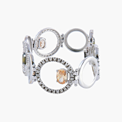 Bracelet Or Blanc BRACELET «YUMA» OR, MORGANITES & MOLDAVITES 58 Facettes BO/220080