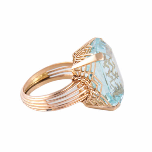 Bague BAGUE "SOUVERAINE" OR JAUNE & AIGUE-MARINE 58 Facettes BO/220116