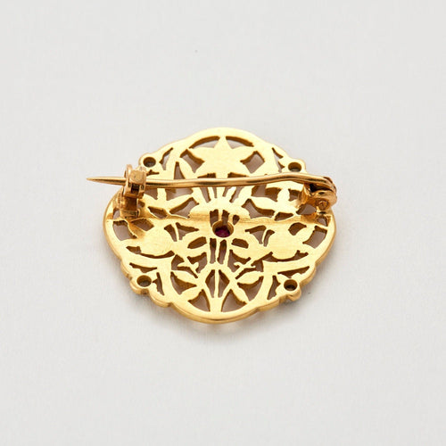 Broche Broche style Art Nouveau Diamants Rubis Verneuil 58 Facettes