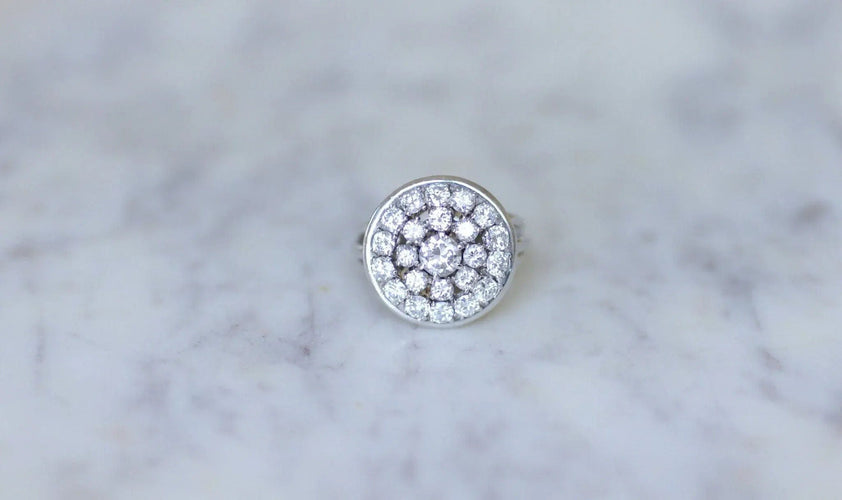 Bague 55 Bague ronde Or blanc Platine Diamants 58 Facettes