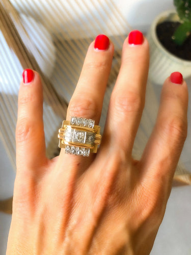 Bague Bague platine et diamant 1950 58 Facettes