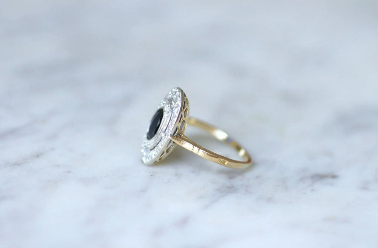 Bague Bague marquise saphir diamants 58 Facettes