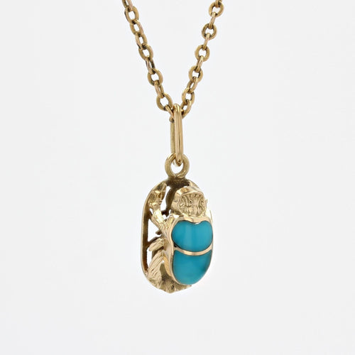 Pendentif Pendentif scarabée or jaune émail turquoise 58 Facettes 21-791A