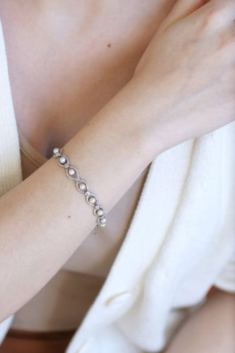 Bracelet Bracelet Art Deco platine, diamants, et perles 58 Facettes